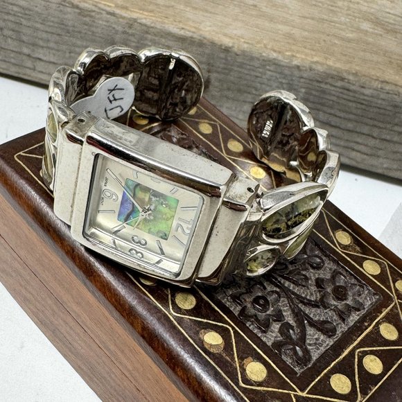 Vintage Abalone Shell Cuff Watch Japan Movement Clamper - Picture 4 of 9